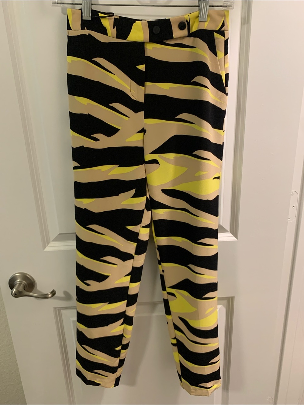 Topshop Zebra-Print Straight Leg Trousers in Black, Cream & Yellow